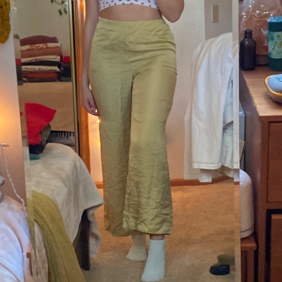 sigrid olsen silk chartreuse pants - Picture 1 of 1